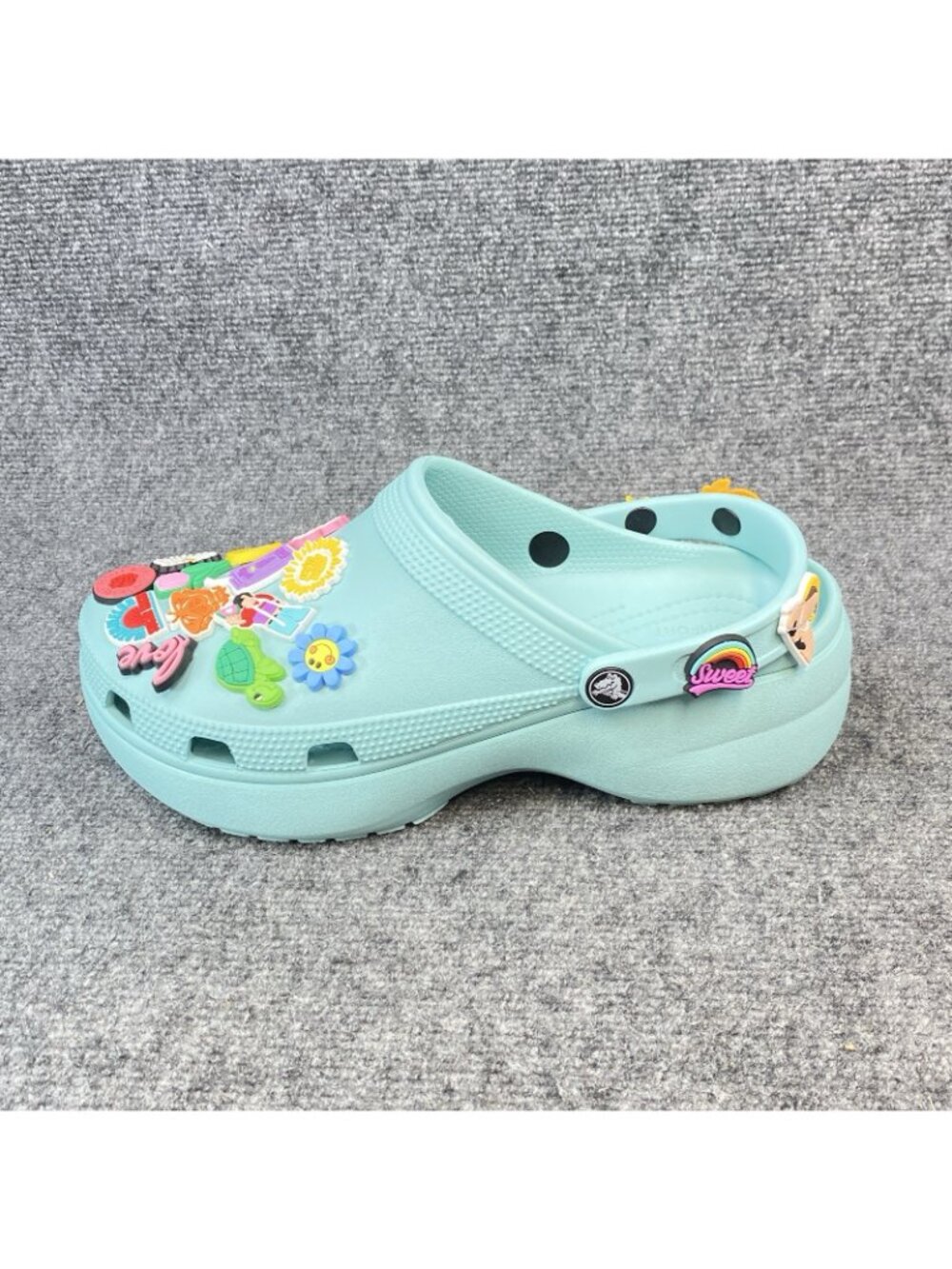 CROCS Original Classic Unisex M9 Women's 11 Aqua Convertible Clogs + 34 Jibbitz - Picture 5 of 12